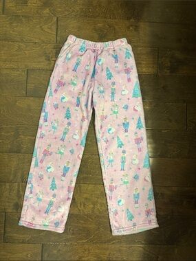 Icecream Pink Holiday Fleece Pajama Pants with Nutcracker & Swan Print